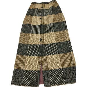 VTG 50s John California Button Front Skirt Women’s S Textured Checkerboard Wool